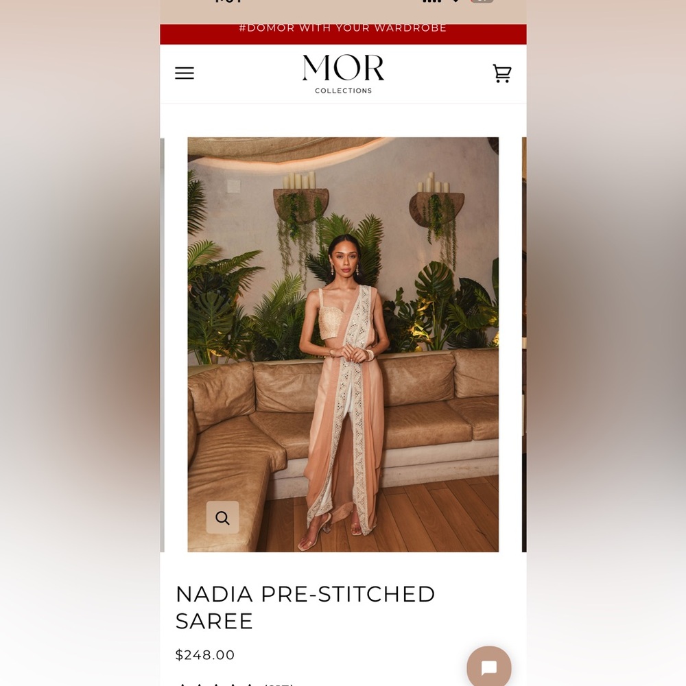 MOR Nadia pre-stitched pre draped pant saree peach